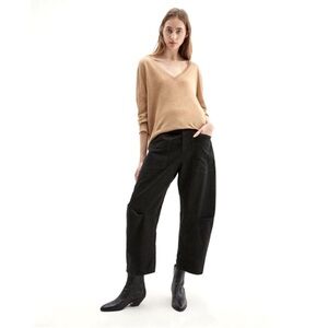 Nili Lotan Camel V-Neck Ginny Linen Sweater